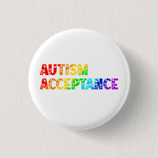 "Autisme Acceptatie" Regenboog gekleurde tekst Ronde Button 3,2 Cm