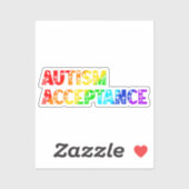 "Autisme Acceptatie" Regenboog gekleurde tekst Sticker (Vel)