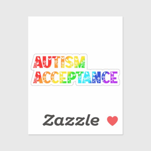 "Autisme Acceptatie" Regenboog gekleurde tekst Sticker (Vel)