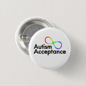 "Autisme Acceptatie" Regenboog Infinity Symbool Ronde Button 3,2 Cm (Voorkant /achterkant)