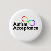 "Autisme Acceptatie" Regenboog Infinity Symbool Ronde Button 3,2 Cm (Voorkant)