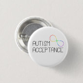 "Autisme Acceptatie" Regenboog Infinity Symbool Ronde Button 3,2 Cm (Voorkant /achterkant)