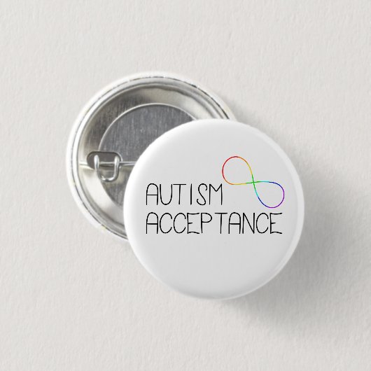 "Autisme Acceptatie" Regenboog Infinity Symbool Ronde Button 3,2 Cm (Voorkant /achterkant)