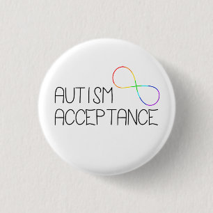 "Autisme Acceptatie" Regenboog Infinity Symbool Ronde Button 3,2 Cm