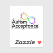 "Autisme Acceptatie" Regenboog Infinity Symbool Sticker (Vel)