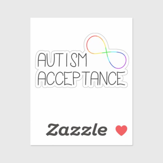 "Autisme Acceptatie" Regenboog Infinity Symbool Sticker (Vel)