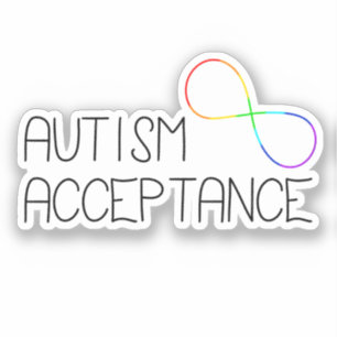 "Autisme Acceptatie" Regenboog Infinity Symbool Sticker
