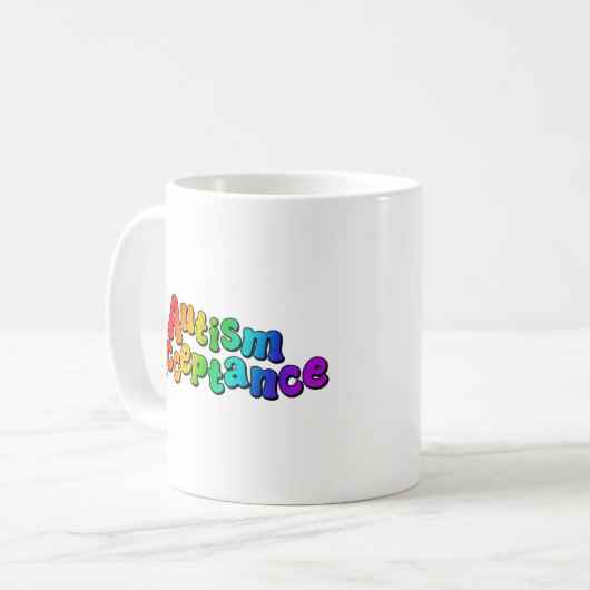 Autisme Acceptatie Regenboog Typografie Koffiemok (Voorkant links)