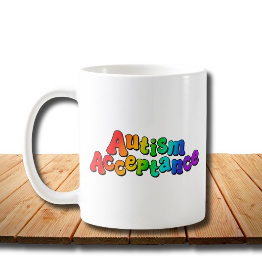 Autisme Acceptatie Regenboog Typografie Koffiemok