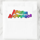 Autisme Acceptatie Regenboog Typografie Rechthoekige Sticker (Tas)