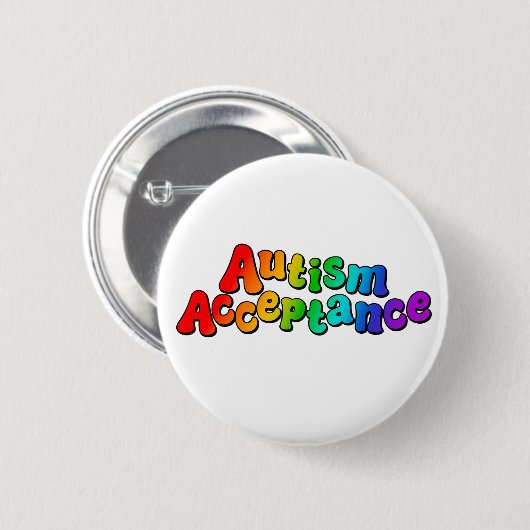 Autisme Acceptatie Regenboog Typografie Ronde Button 5,7 Cm (Voorkant /achterkant)