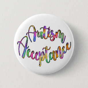 Autisme Acceptatie Regenboog Typografie Ronde Button 5,7 Cm