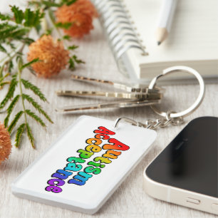 Autisme Acceptatie Regenboog Typografie Sleutelhanger
