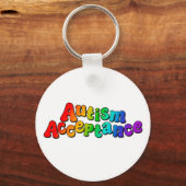 Autisme Acceptatie Regenboog Typografie Sleutelhanger (Achterkant)