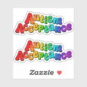 Autisme Acceptatie Regenboog Typografie Sticker (Vel)