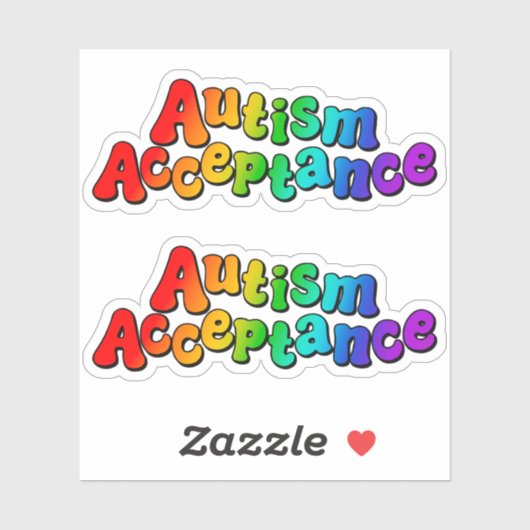 Autisme Acceptatie Regenboog Typografie Sticker (Vel)