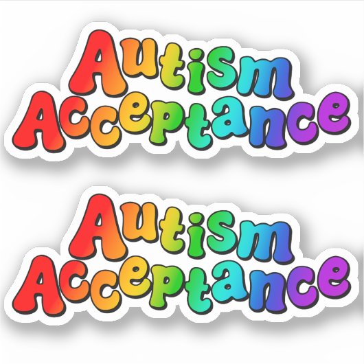 Autisme Acceptatie Regenboog Typografie Sticker (Voorkant)