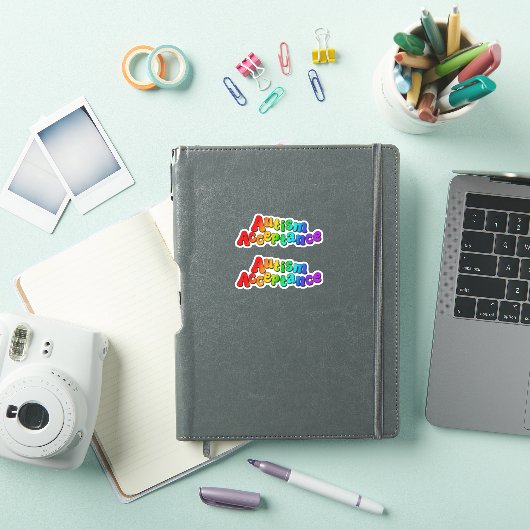 Autisme Acceptatie Regenboog Typografie Sticker (iPad Cover)