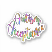 Autisme Acceptatie Regenboog Typografie Sticker (Voorkant)