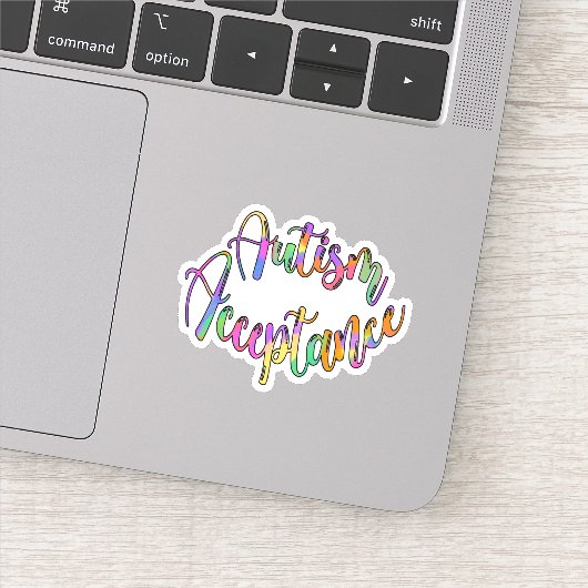 Autisme Acceptatie Regenboog Typografie Sticker (Detail)