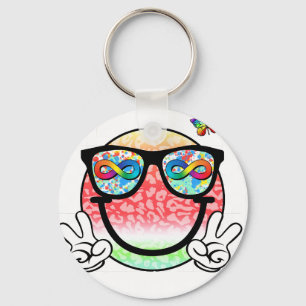 autisme acceptatie smiley (2 sleutelhanger