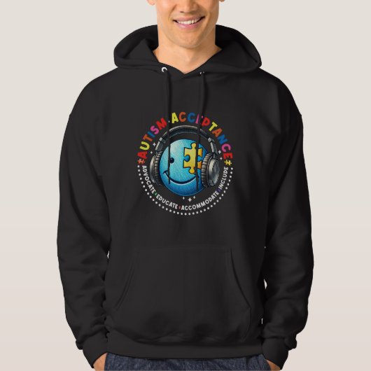 autisme acceptatie smiley hoodie (Voorkant)