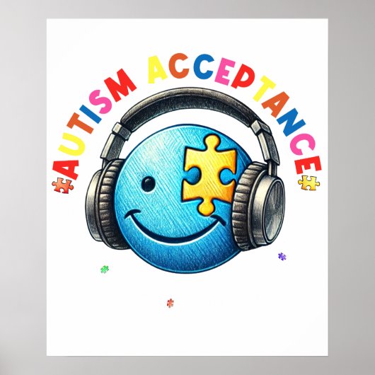 autisme acceptatie smiley  poster (Voorkant)