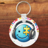 autisme acceptatie smiley  sleutelhanger (Voorkant)