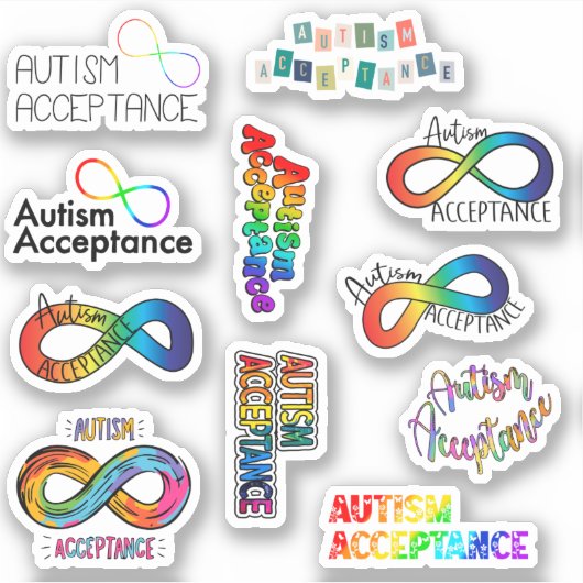 Autisme Acceptatie Stickers Pack/Blad (Voorkant)