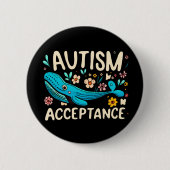 Autisme Acceptatie Walvis Ronde Button 5,7 Cm (Voorkant)