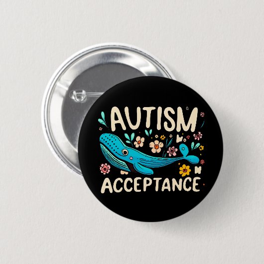 Autisme Acceptatie Walvis Ronde Button 5,7 Cm (Voorkant /achterkant)
