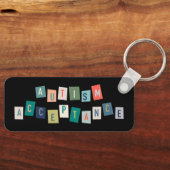 Autisme-acceptatie | Zwarte achtergrond Sleutelhanger (Voorkant)