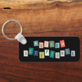 Autisme-acceptatie | Zwarte achtergrond Sleutelhanger (Achterkant)