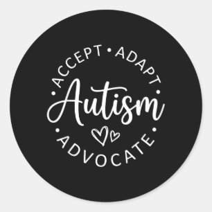 Autisme Accepteer Aanpas Voorstander Ondersteuning Ronde Sticker