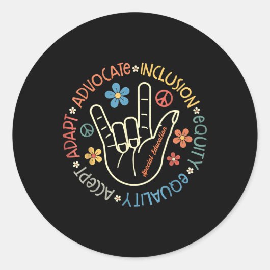 Autisme Accepteer Adapt Advocate Inclusion Autisme Ronde Sticker (Voorkant)