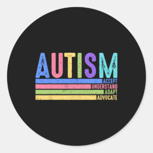 Autisme Accepteer Adapt Advocate Special Ed Ronde Sticker