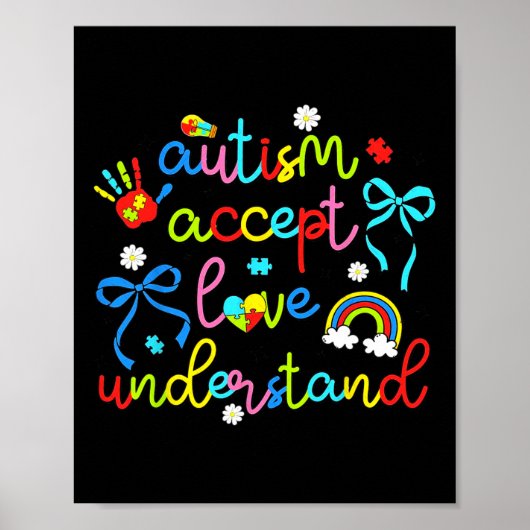 Autisme Accepteer Liefde Begrijp Coquette Bow Retr Poster (Voorkant)