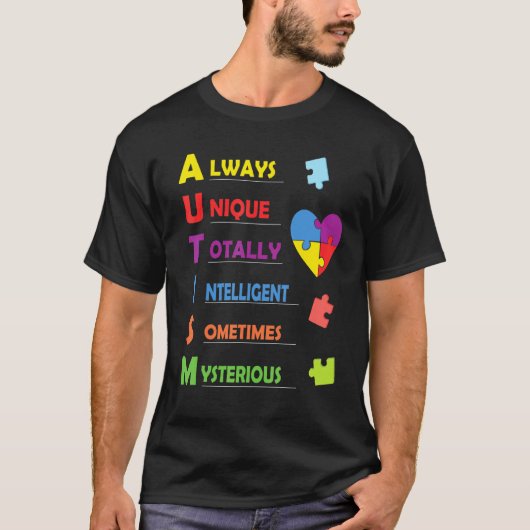 Autisme Acroniem En Puzzelstuk T-shirt (Voorkant)