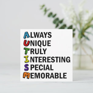 Autisme Acrostic Cute Rainbow Word Poem