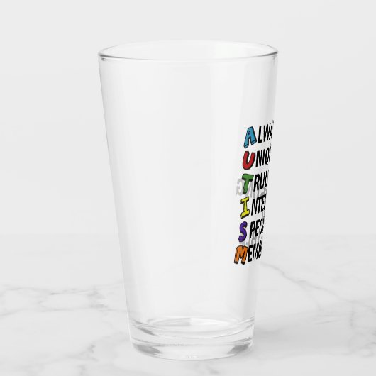 Autisme Acrostic Cute Rainbow Word Poem Glas (Rechts)