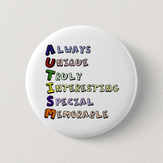 Autisme Acrostic Cute Rainbow Word Poem Ronde Button 5,7 Cm (Voorkant)
