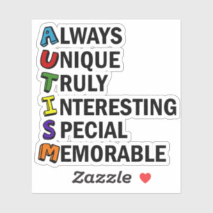 Autisme Acrostic Cute Rainbow Word Poem Sticker