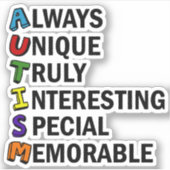 Autisme Acrostic Cute Rainbow Word Poem Sticker (Voorkant)