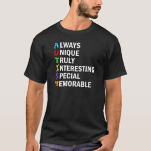 Autisme Acrostic Cute Rainbow Word Poem T-shirt