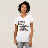 Autisme Acrostic Cute Rainbow Word Poem T-shirt (Voorkant volledig)