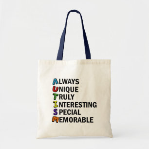 Autisme Acrostic Cute Rainbow Word Poem Tote Bag