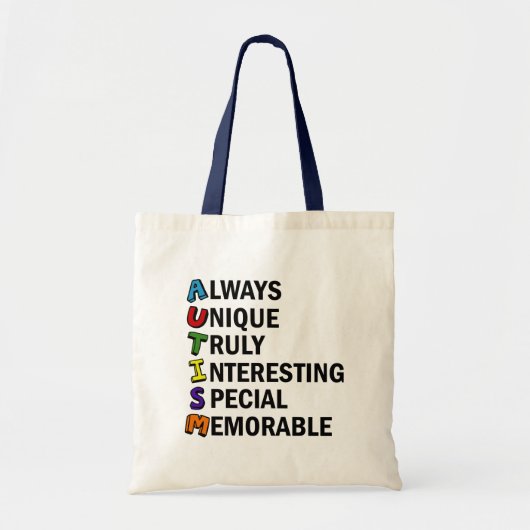 Autisme Acrostic Cute Rainbow Word Poem Tote Bag (Voorkant)