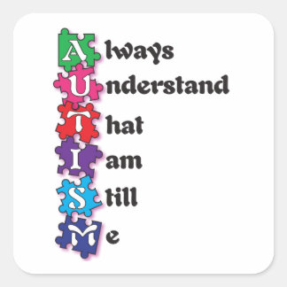 Autisme Acrostisch gedicht Vierkante Sticker