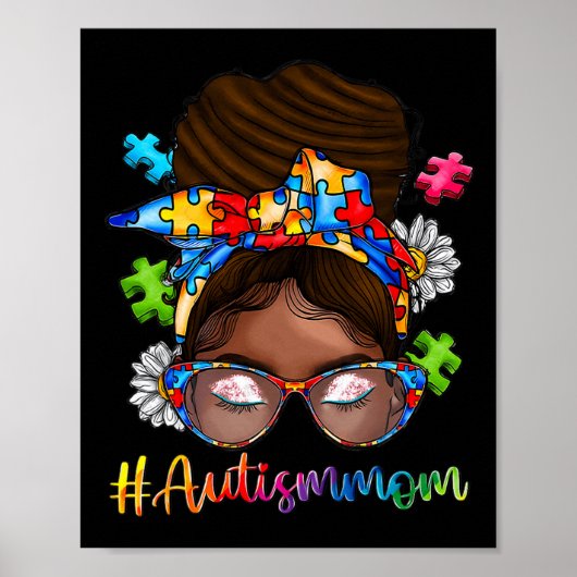 Autisme Afro Moeder Krullend Haar Amerikaans Afrik Poster (Voorkant)