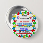 Autisme Alarm | Niet-verbale Speld Badge Ronde Button 7,6 Cm (Voorkant /achterkant)